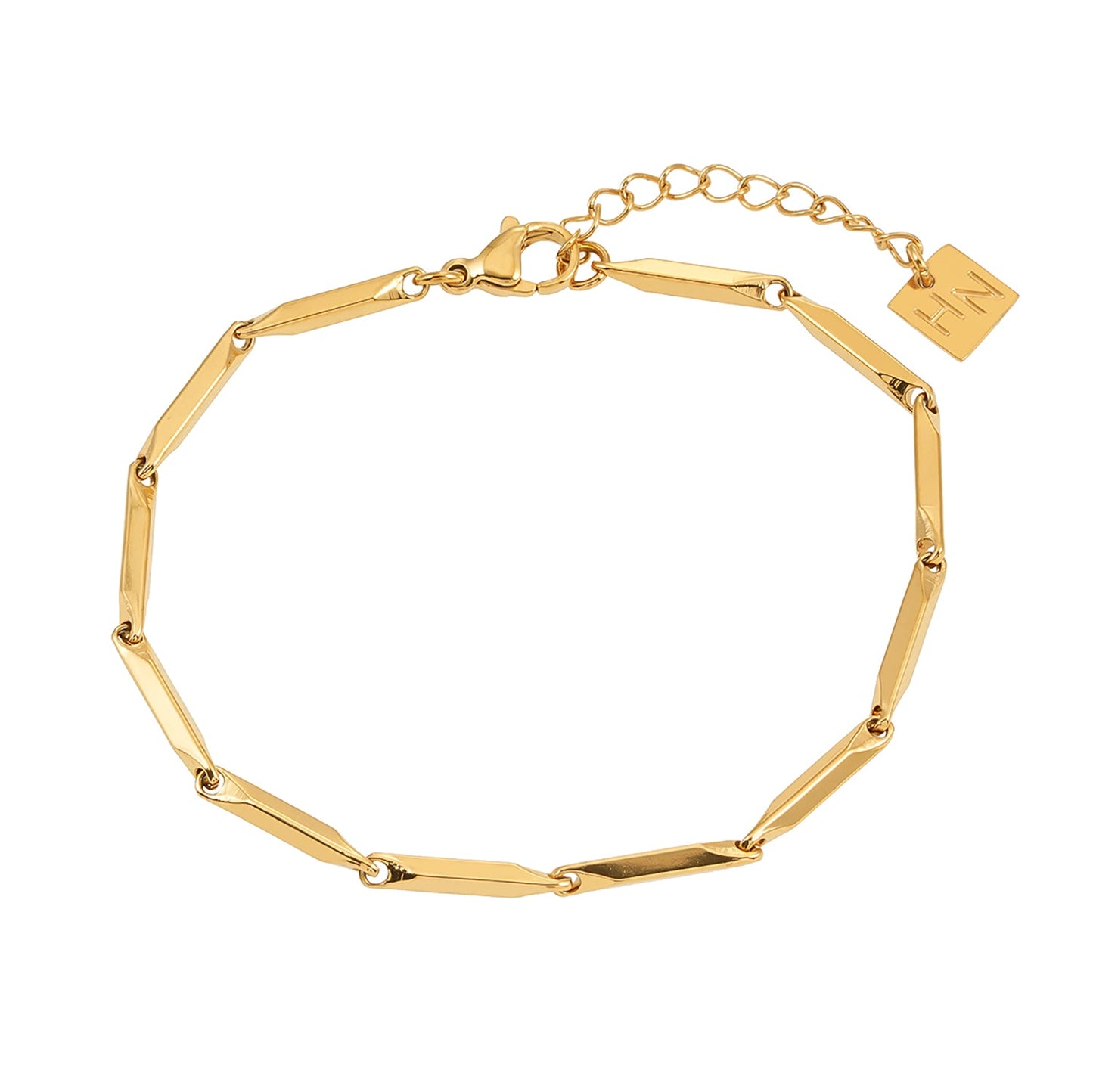 Style ITARSI Gold: Minimalist Geometric Shaped Beaded Chain Bracelet