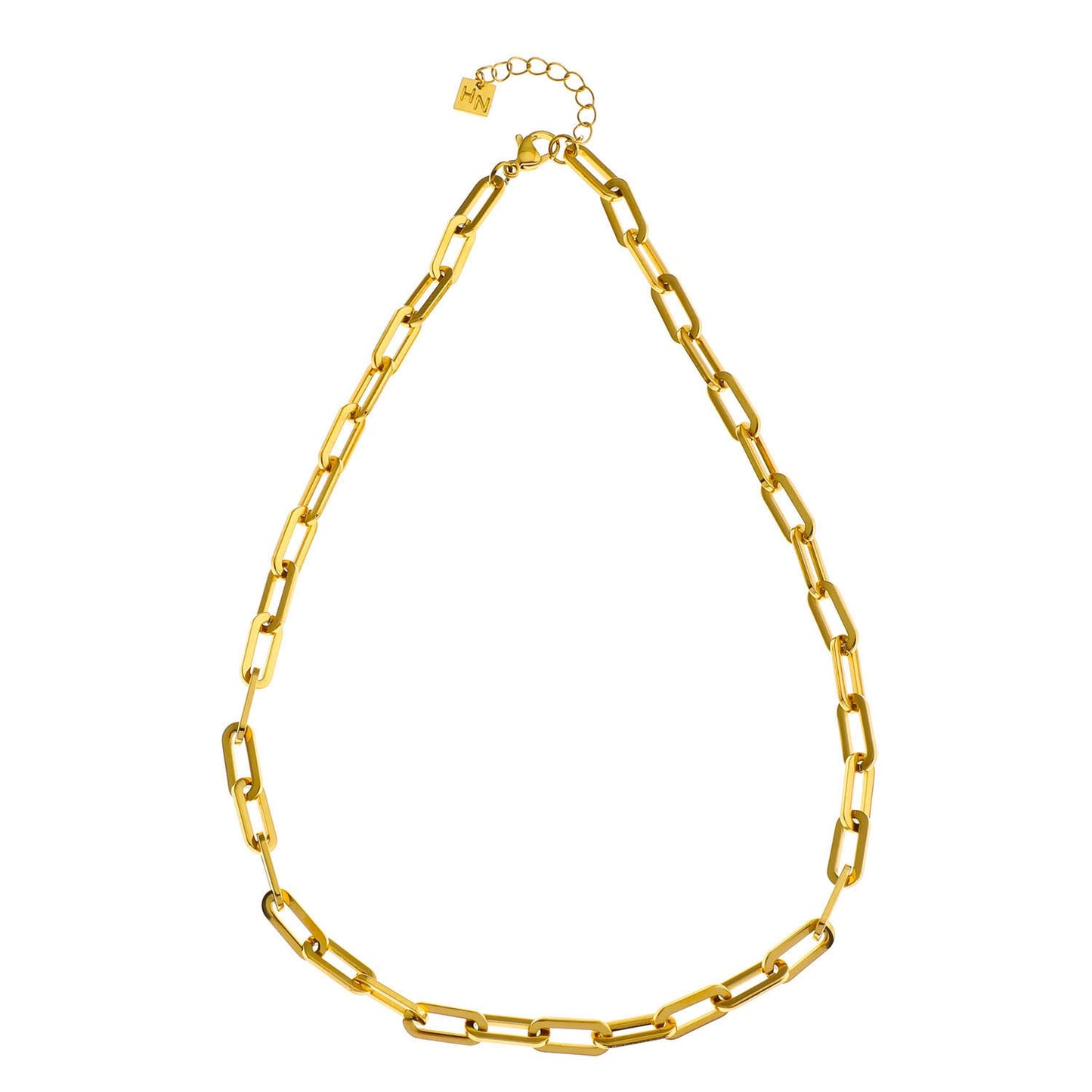 JACINTA 18" Gold: Contemporary Paper Clip Chain Necklace