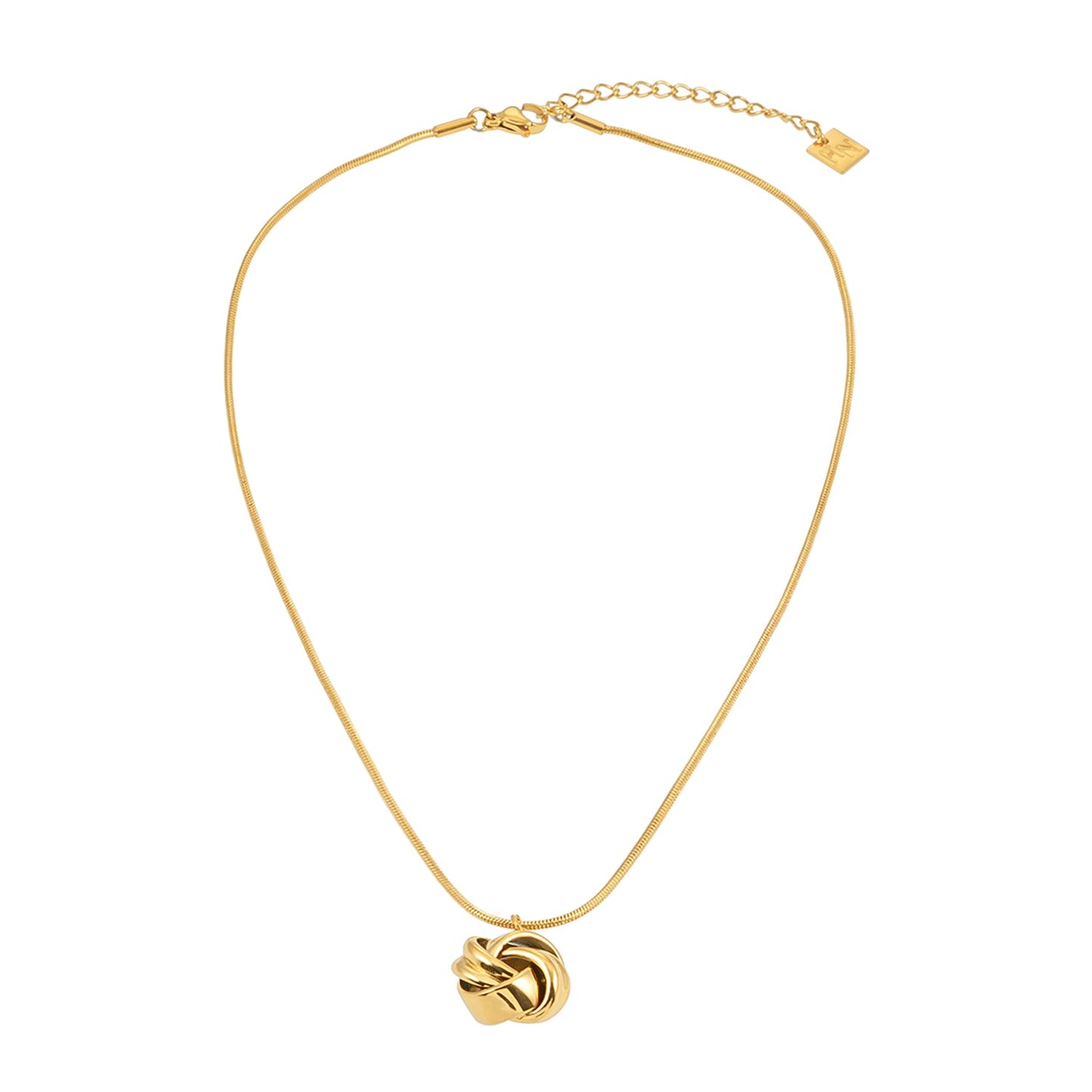 Style JASPUR: Snakeskin Chain Necklace with Love-Knot Pendant in Gold