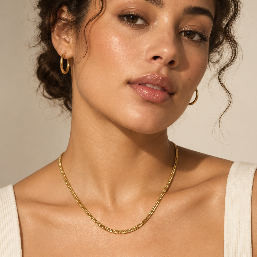 KALA Gold: Dainty Double Box Chain Necklace $30