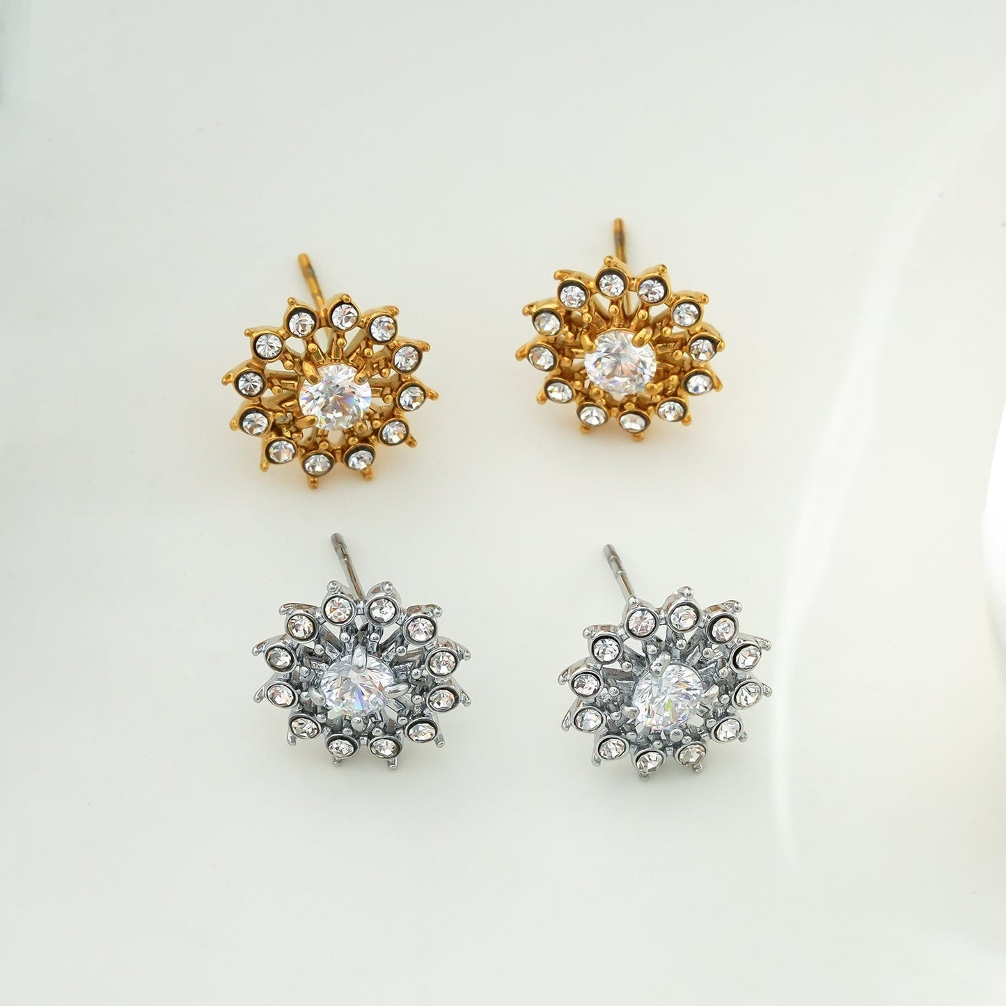 KERELA Gold: Shimmering Star Zirconia (CZ) Stud Earrings