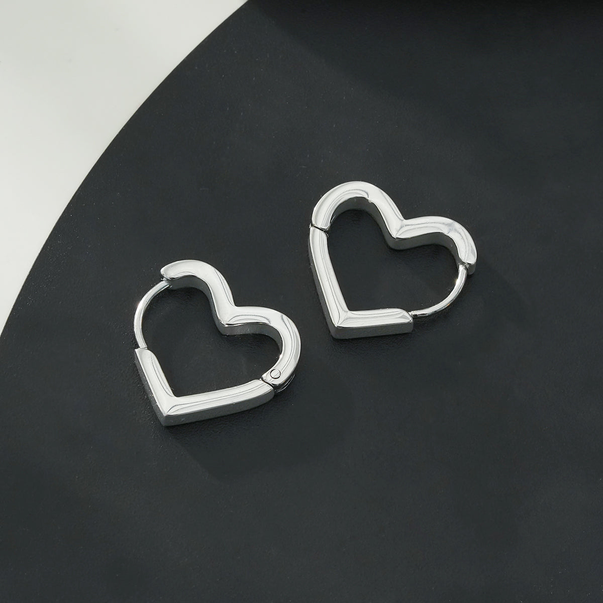 LARAZINA White Gold (Silver Toned):  Heart-Shaped Daily Wear Chic Hoops – Love Your Look, Every Day