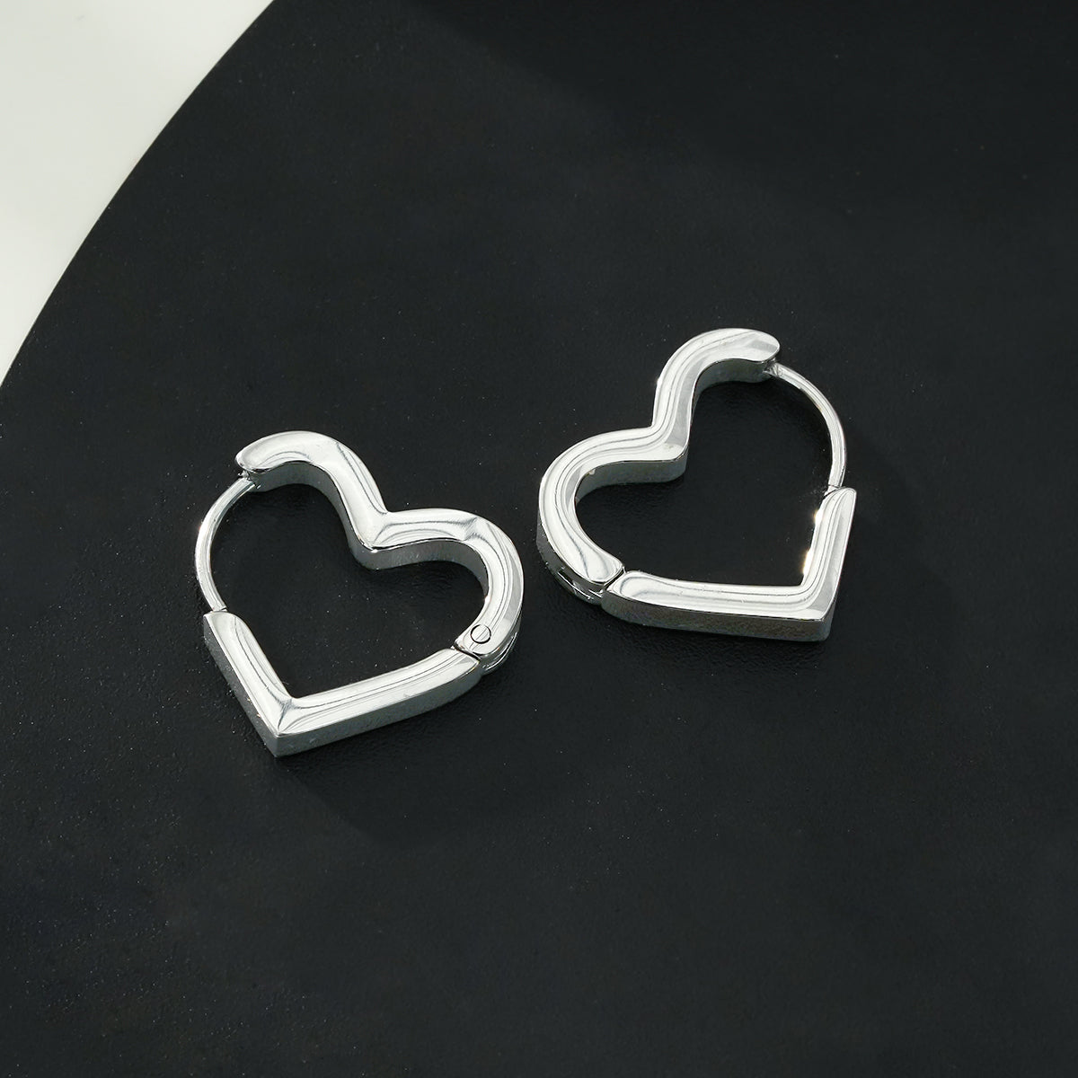 LARAZINA White Gold (Silver Toned):  Heart-Shaped Daily Wear Chic Hoops – Love Your Look, Every Day