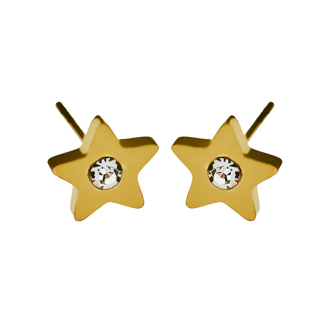 LAYLA Gold: Star Shaped Stud Earrings with a Solitaire Zirconia at Centre