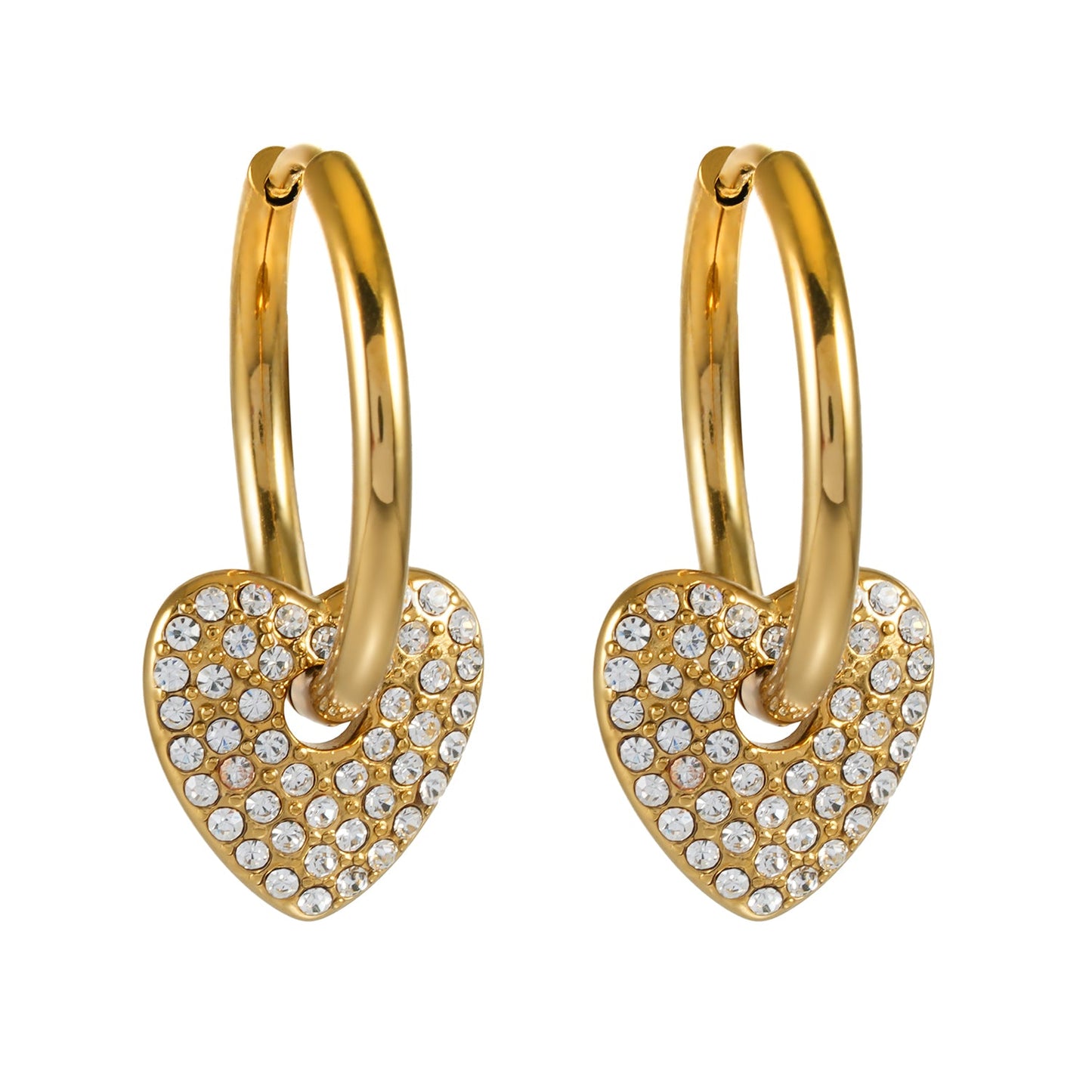 MAABU Gold: Vintage Inspired Hoops with Removable Zirconia Embedded Heart Charm
