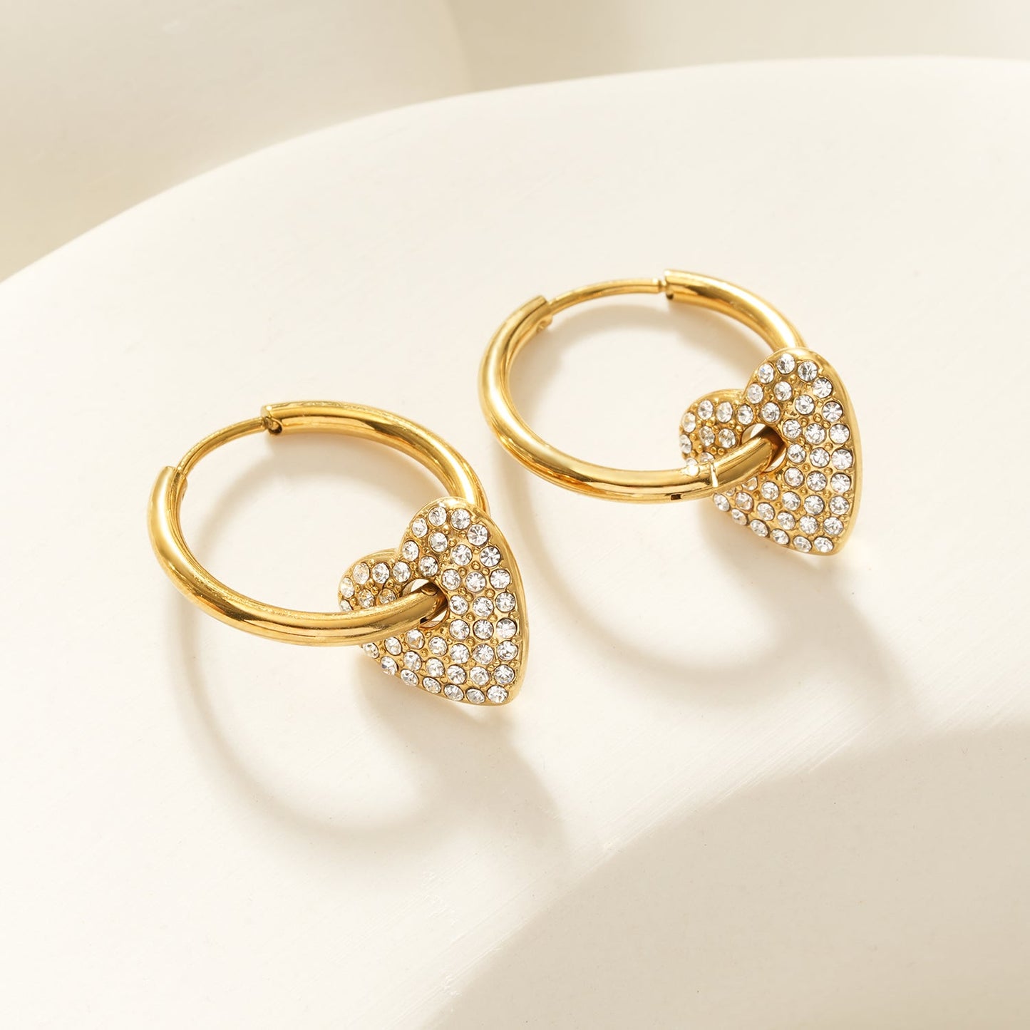 MAABU Gold: Vintage Inspired Hoops with Removable Zirconia Embedded Heart Charm