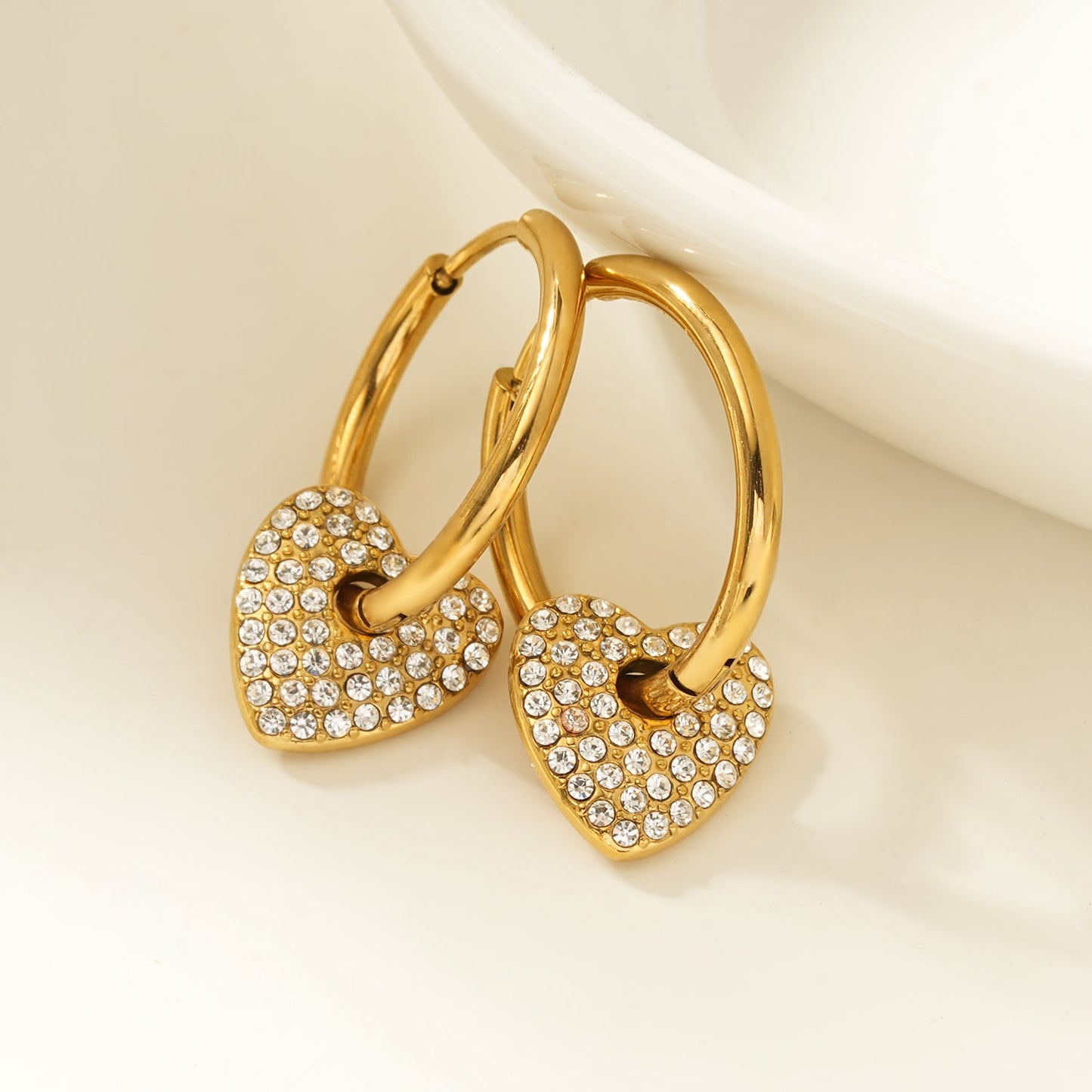 MAABU Gold: Vintage Inspired Hoops with Removable Zirconia Embedded Heart Charm