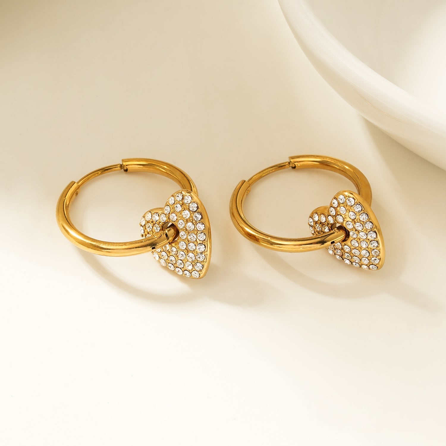 MAABU Gold: Vintage Inspired Hoops with Removable Zirconia Embedded Heart Charm