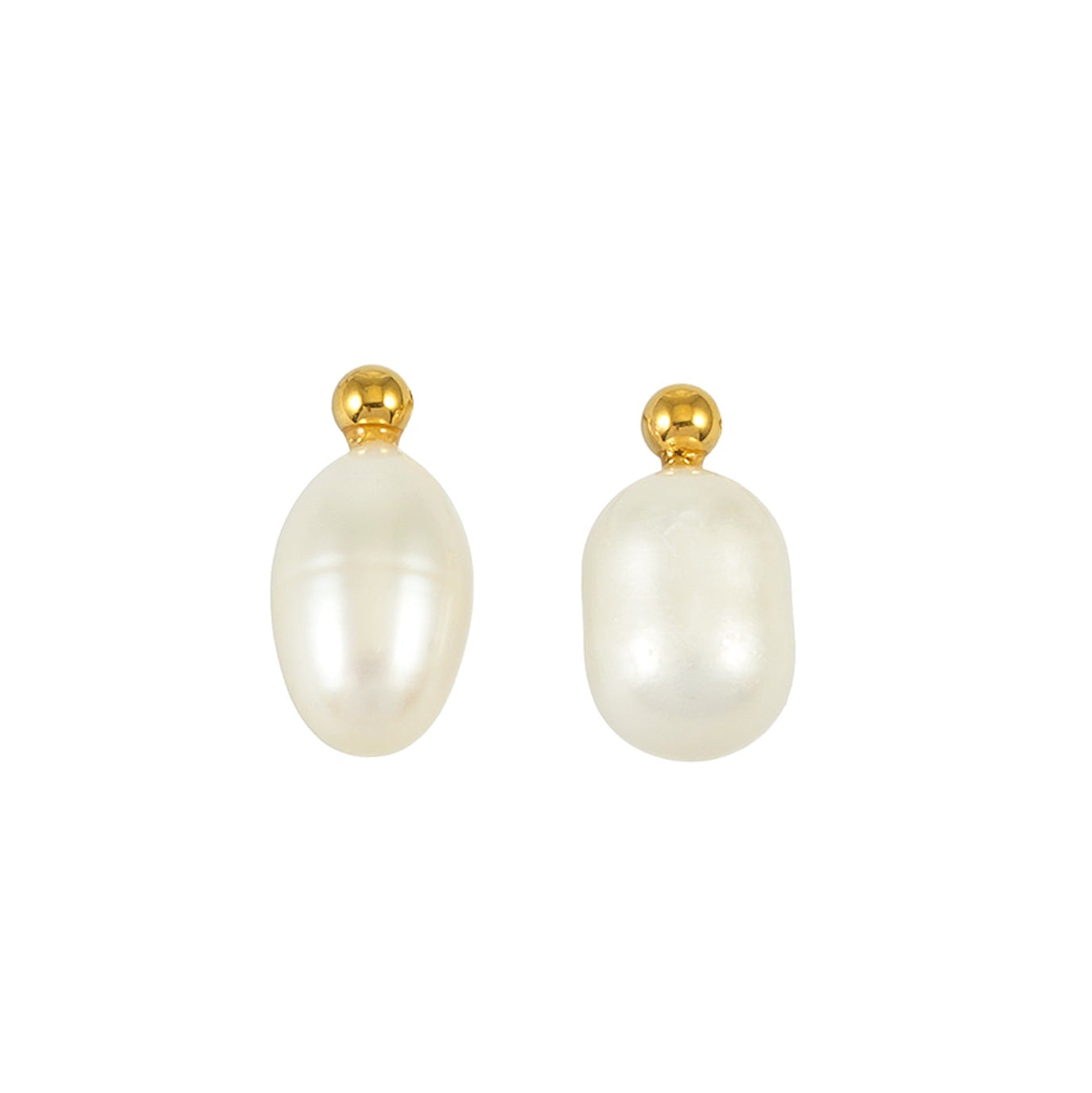 MAGANA Gold: Petit Pearl Stud Earrings with Mini Bead Crown