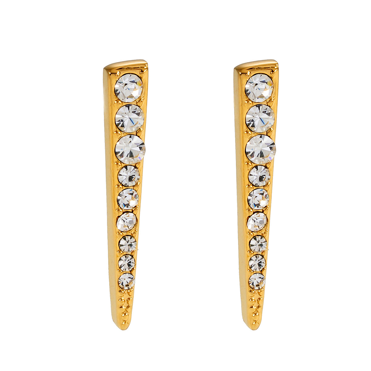 MAGNOLIA Gold: Minimalist Pavé Zirconia Embedded Bar Stud Earrings