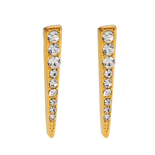 MAGNOLIA Gold: Minimalist Pavé Zirconia Embedded Bar Stud Earrings