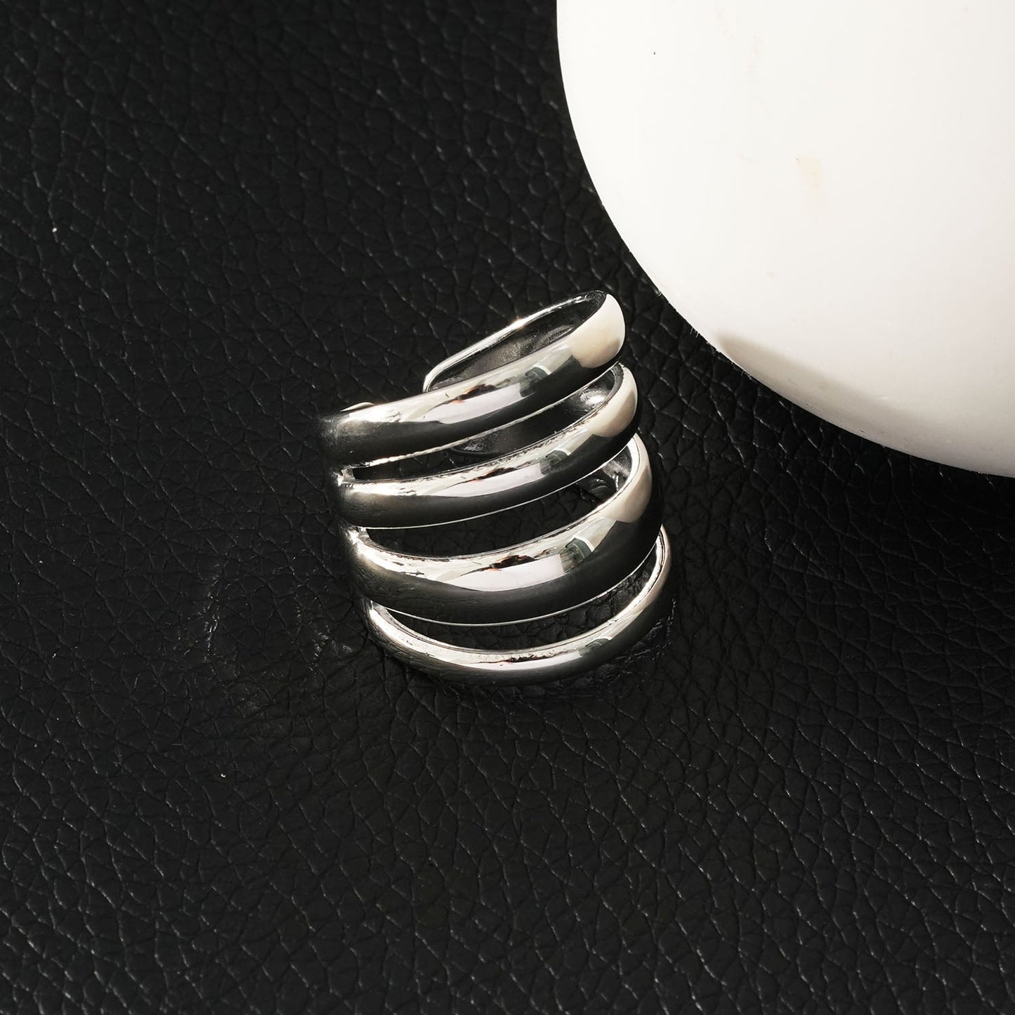 MAKET Silver(White Gold):  Multi Stacked Four Rings in One