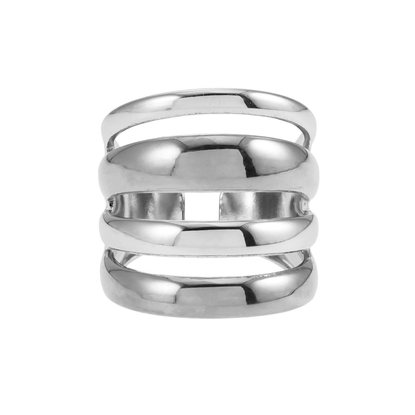 MAKET Silver Toned White Gold:  Multi Stacked Four Rings in One