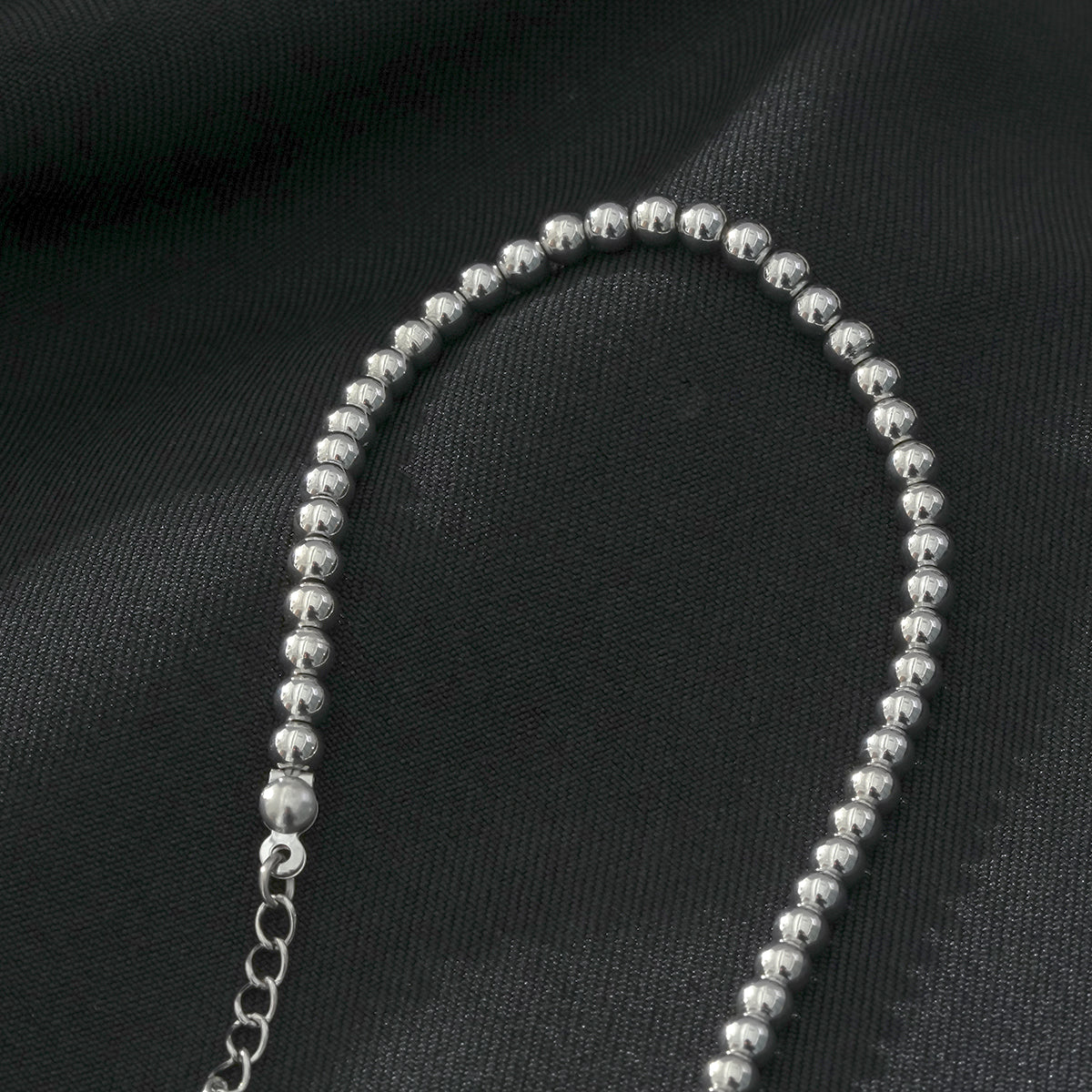 MANAMI Silver Toned White Gold: Ball-Beads Contemporary Chain Bracelet