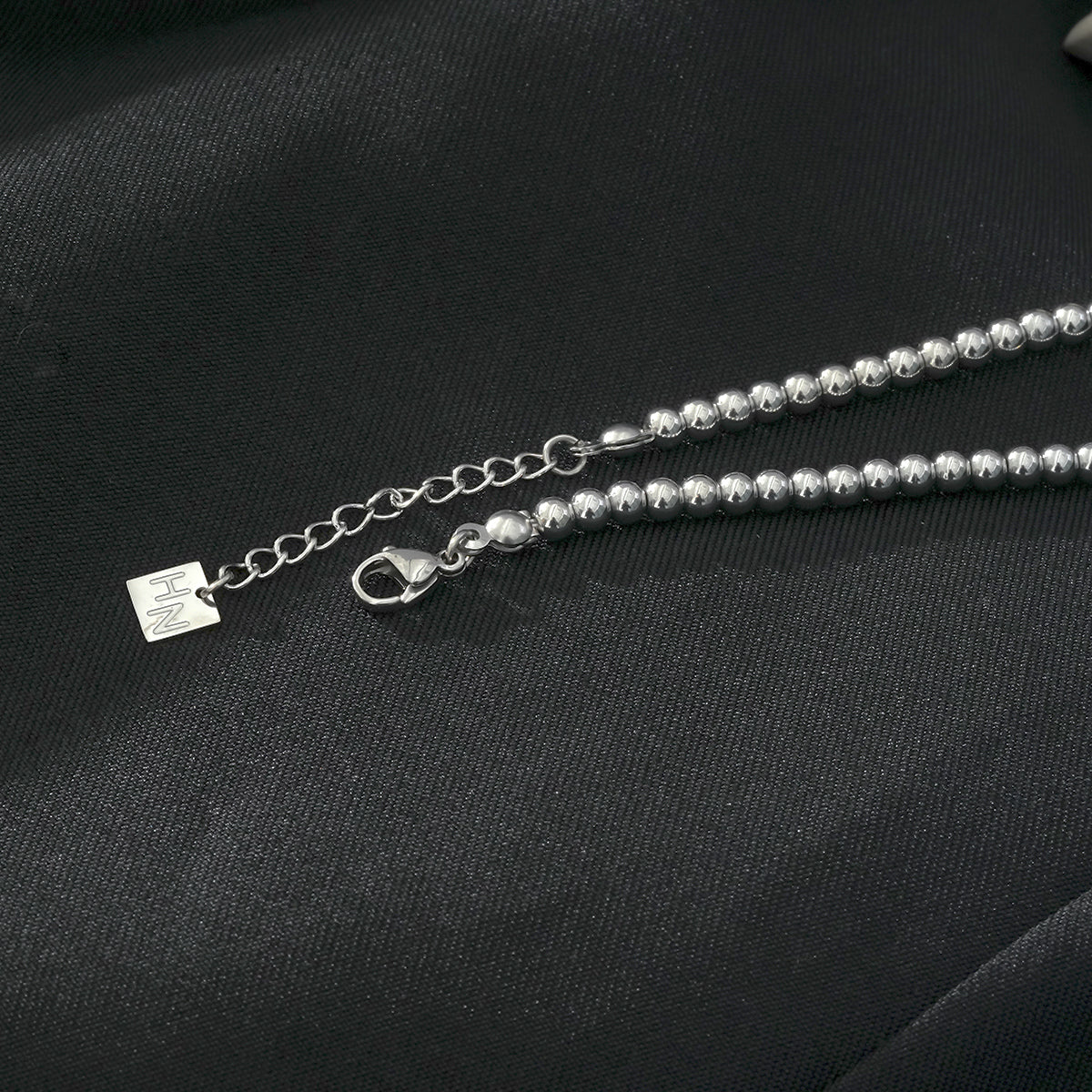 MANAMI Silver Toned White Gold: Ball-Beads Contemporary Chain Bracelet