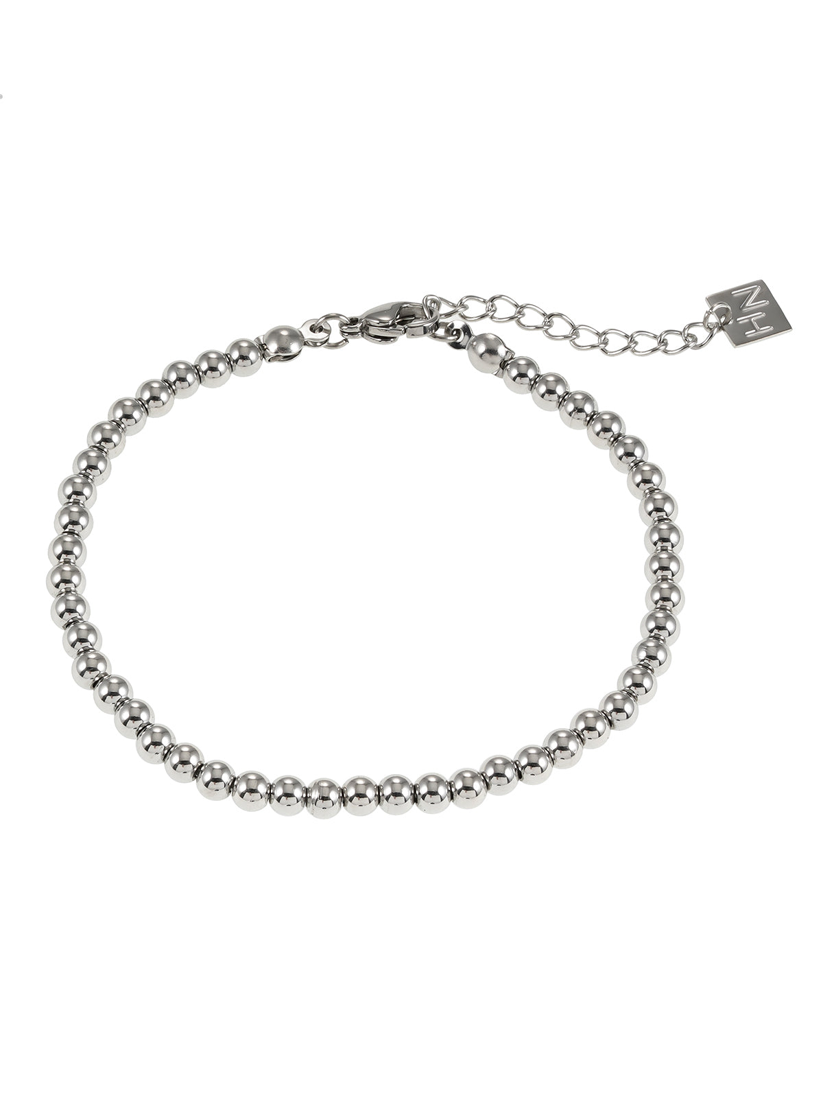 MANAMI Silver Toned White Gold: Ball-Beads Contemporary Chain Bracelet