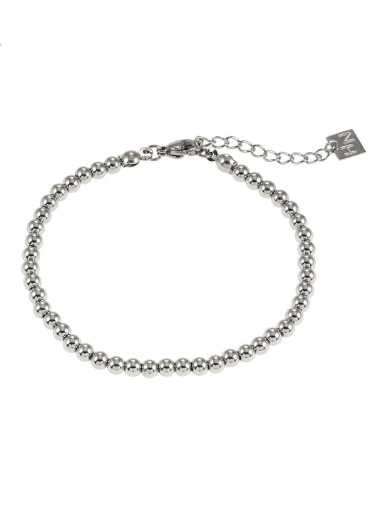 MANAMI Silver Toned White Gold: Ball-Beads Contemporary Chain Bracelet