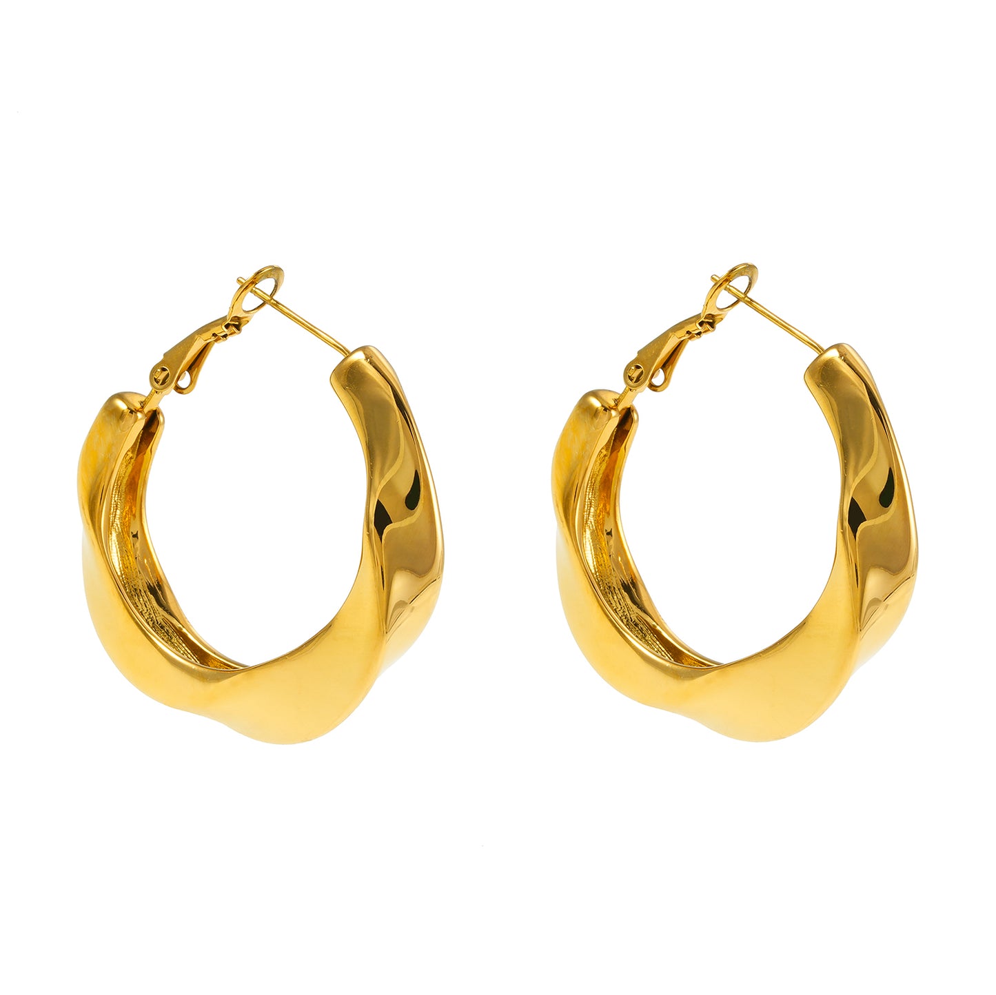 Style MARFA Gold: Sculptured Abstract Hoop Earrings