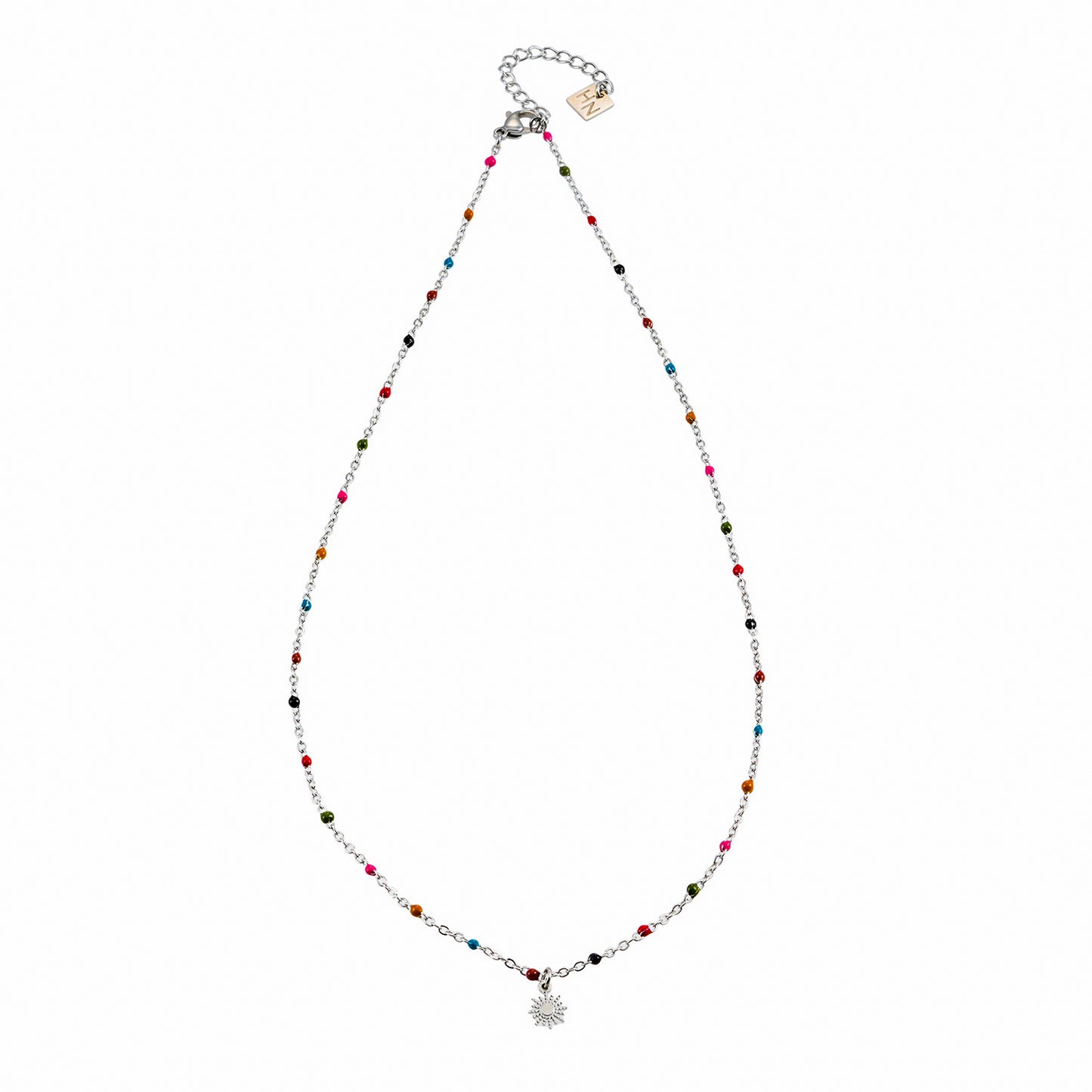 Style MARLOW 2224: Dainty Star Charm & Coloured Dainty Beads on a Silver Chain