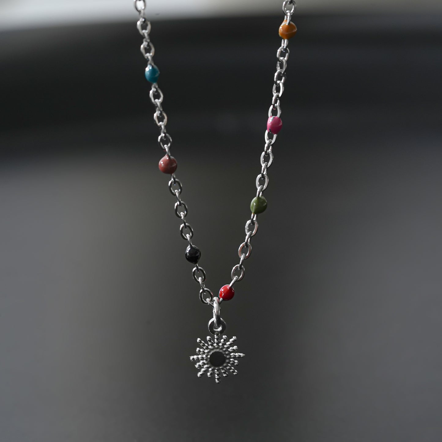 Style MARLOW 2224: Dainty Star Charm & Coloured Dainty Beads on a Silver Chain