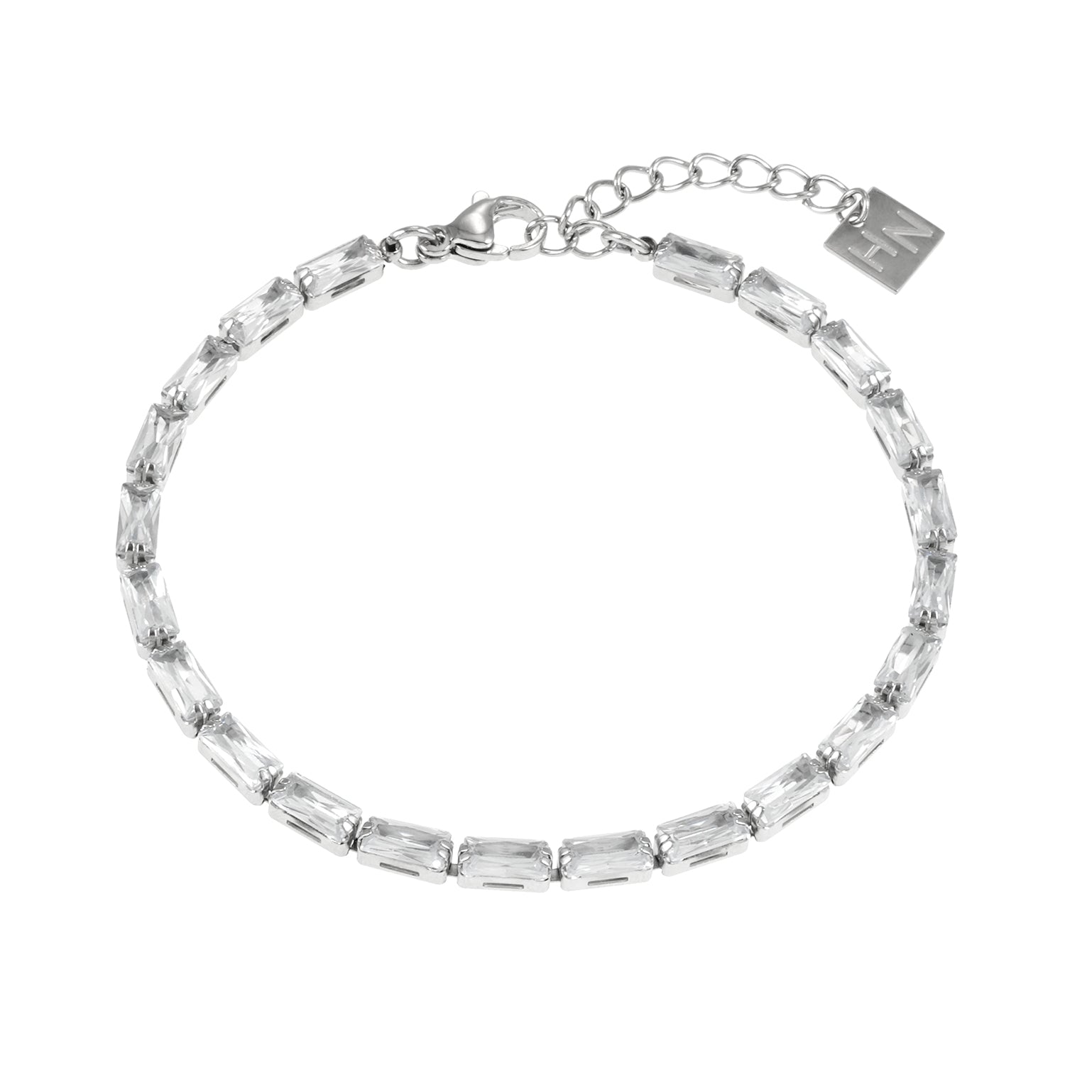 MELLISH: Retro Style Rectangle Zirconia (CZ) Tennis Bracelet