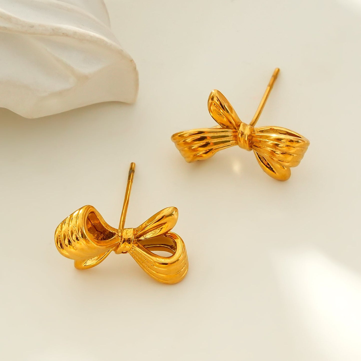 MISTY: Mini Bow Shaped Stud Earrings in Gold