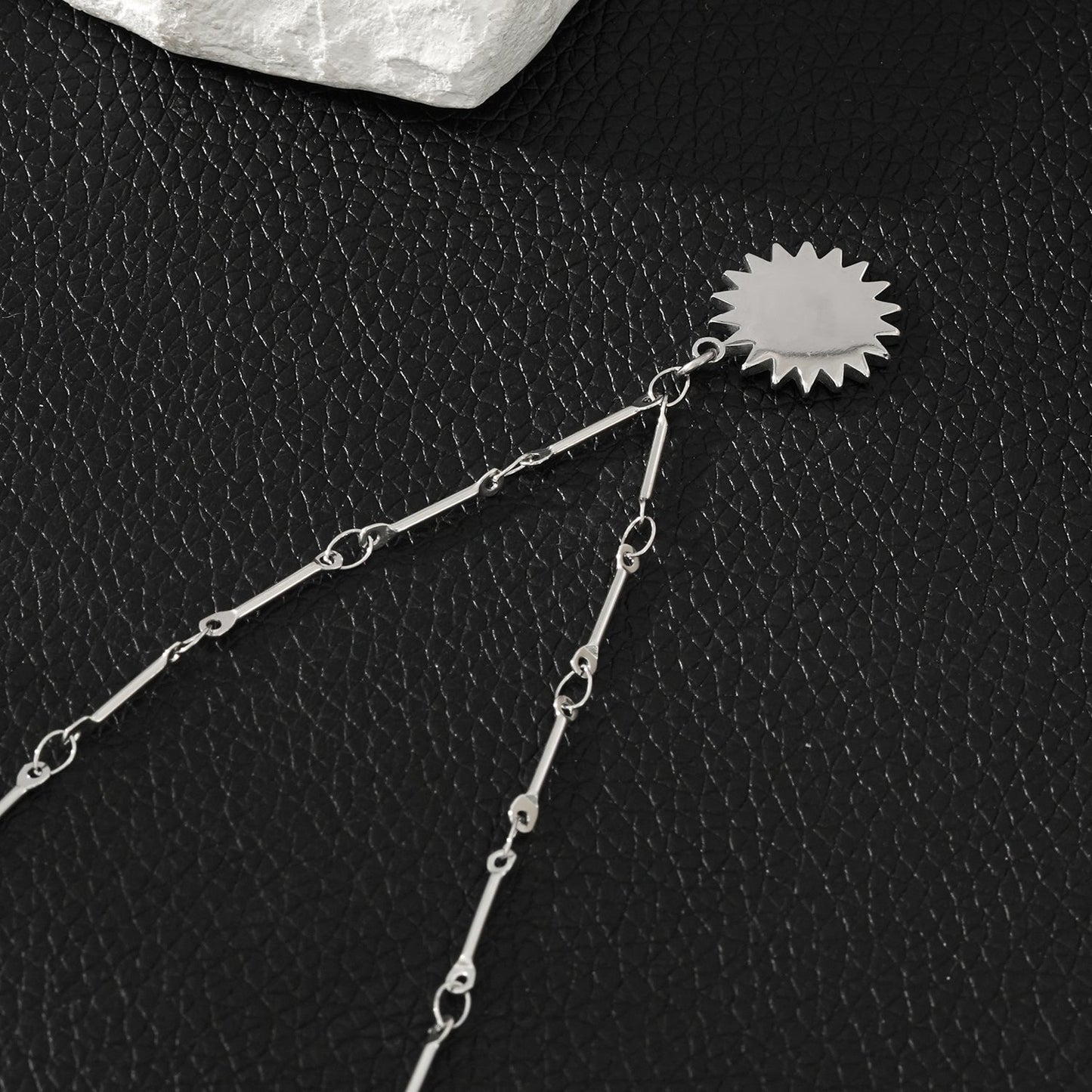 NOMIA White Gold (Silver Toned): Radiant Sunburst Pendant Zirconia Chain Necklace