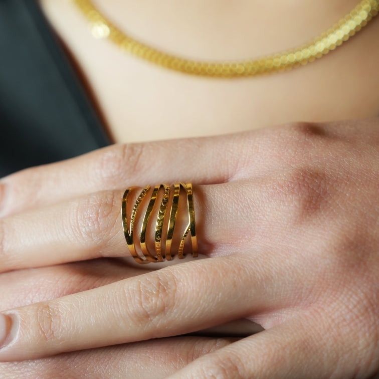 ODESA: Multi Stacked Twisted Layers Textured Ring