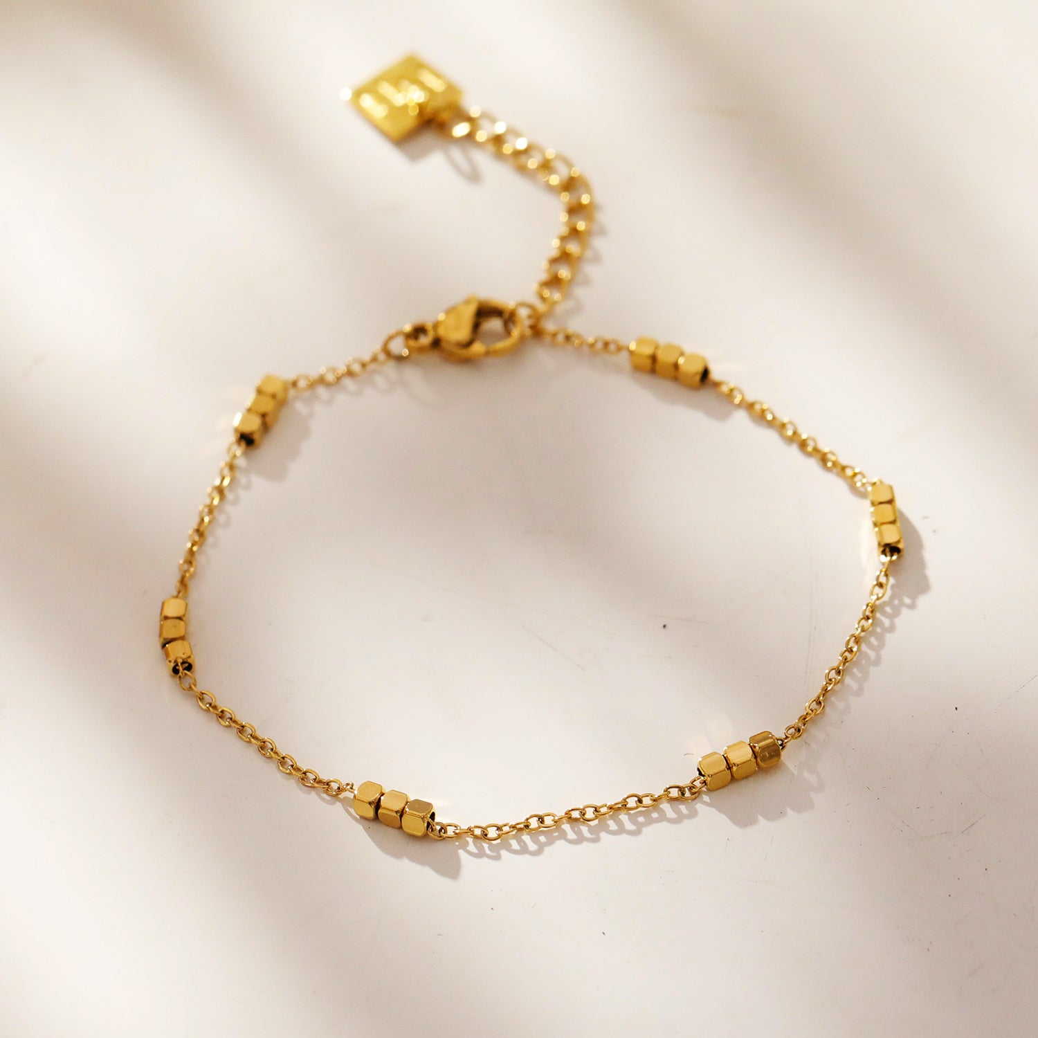 ackneynine | hackney-nine | ERISSA 64717 Tiny Square-Beads Dainty Gold Chain Necklace Gold Chain Bracelet