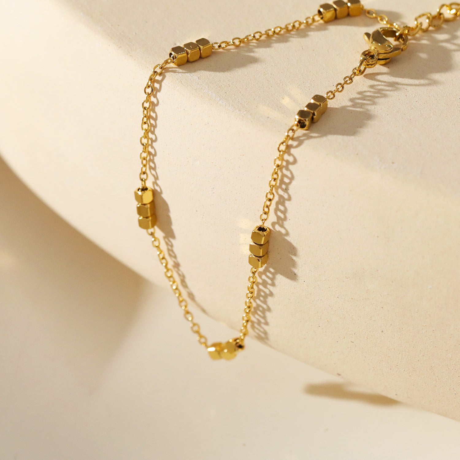 ackneynine | hackney-nine | ERISSA 64717 Tiny Square-Beads Dainty Gold Chain Necklace Gold Chain Bracelet