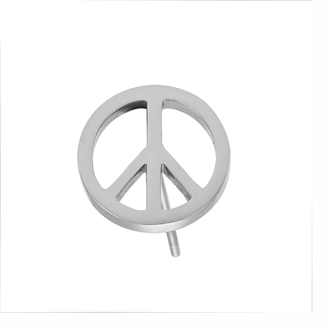 PEACE Logo Stud Earrings in Silver Tone (White Gold)