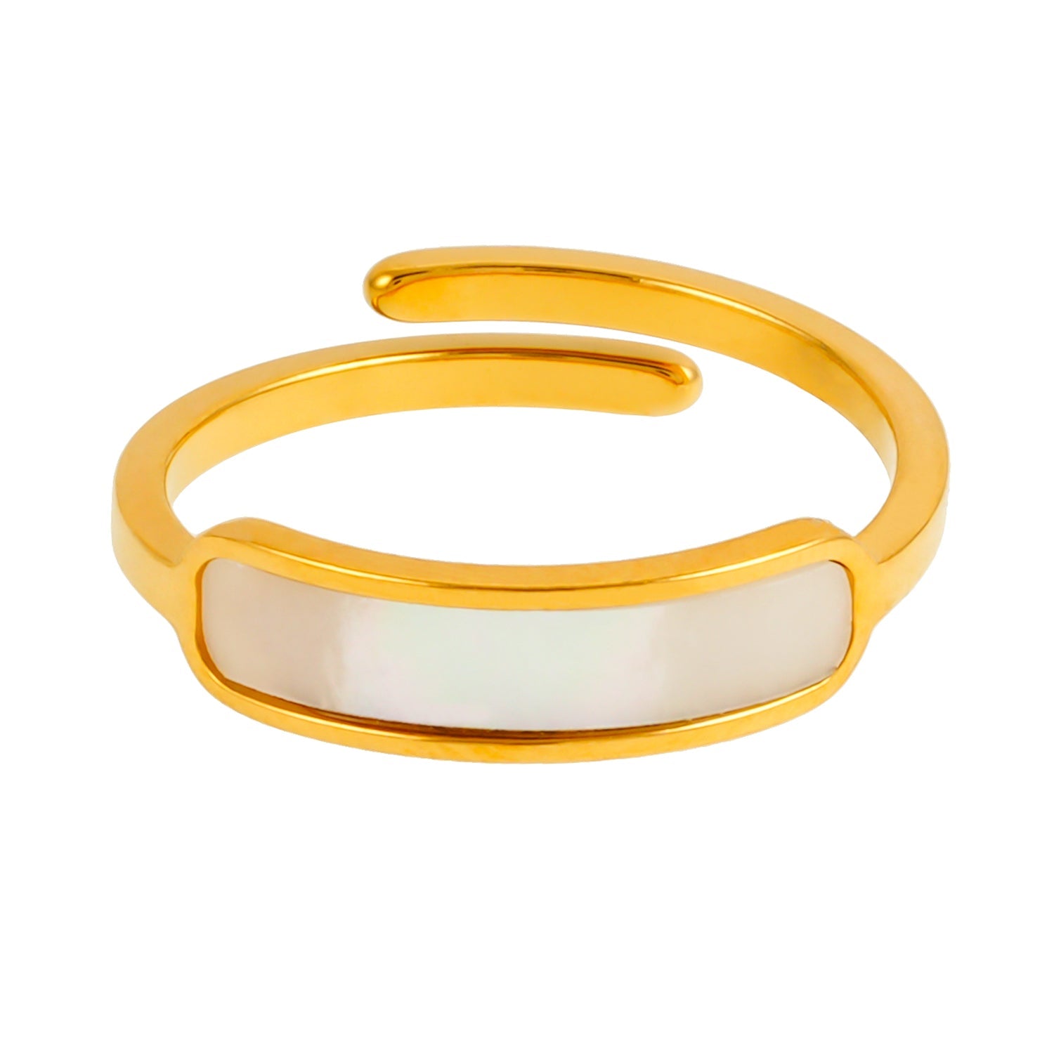 PEILLON Gold: Modern Minimalist Natural Shell Band Inset Ring