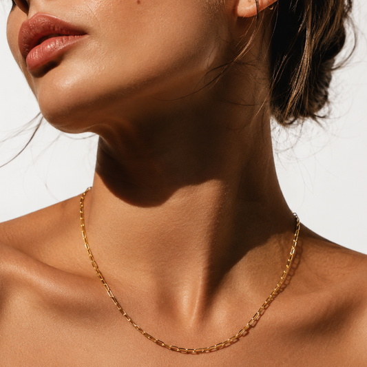 PENINA Gold: Dailywear Essential Mini Paper-Clip Chain Necklace