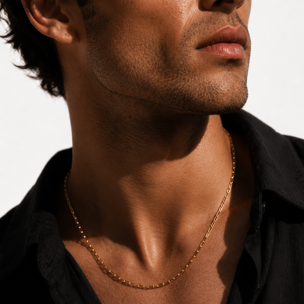 PENINA Gold: Dailywear Essential Mini Paper-Clip Chain Necklace (Men & Women)
