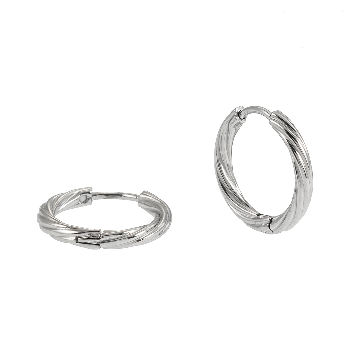 PURLEY: White Gold (Silver Toned) Textured Mini Hoop Earrings