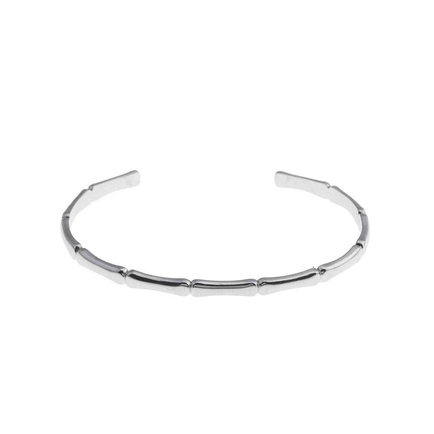 RENEE Silver (White Gold): Luxury Bamboo Cuff Bracelet – Elegant Nature-Inspired Minimalist Design