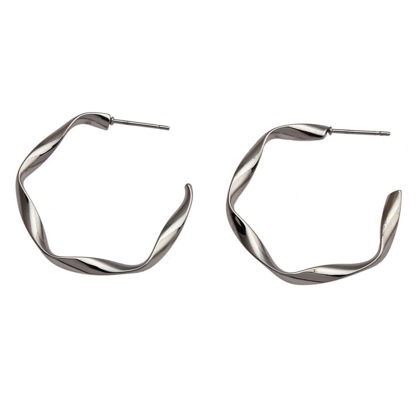 RIMINI Silver (White Gold): Sculpted Twist Hoop Earrings