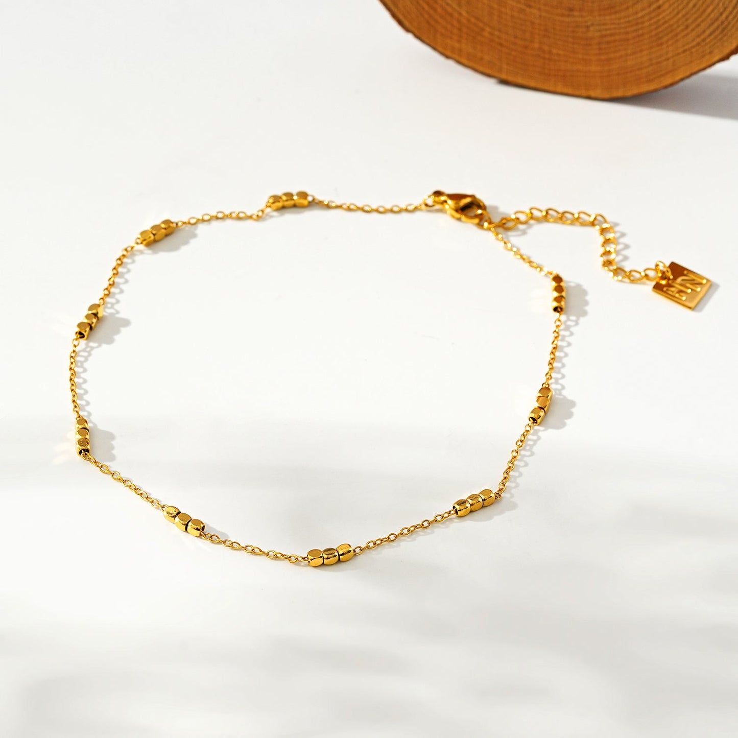 RITIKA LG: Tiny Square-Beads Dainty Gold Chain Anklet