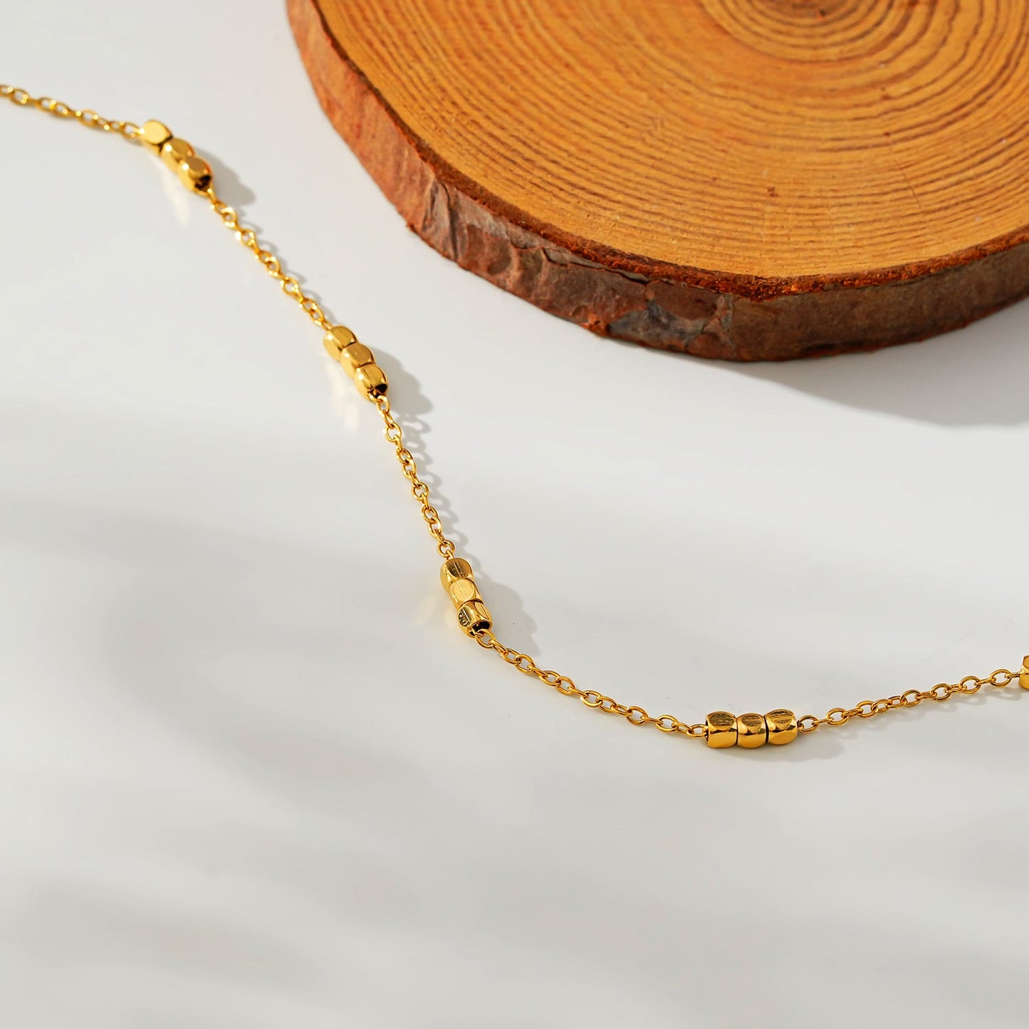 RITIKA LG: Tiny Square-Beads Dainty Gold Chain Anklet