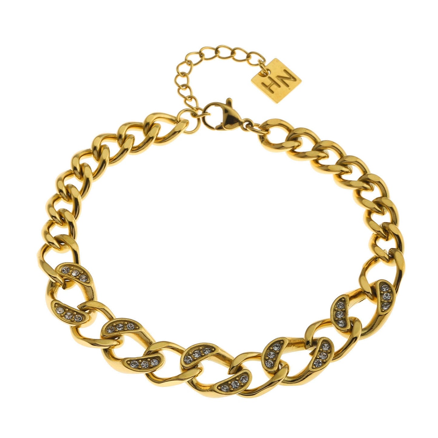 ROUBAIX Gold: Cuban Link-Chain Zirconia Statement Bracelet