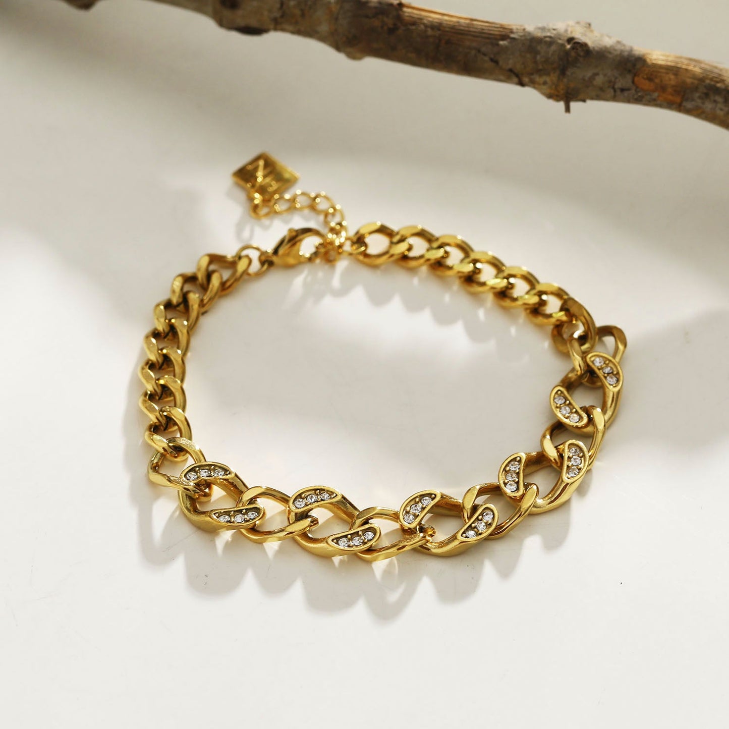 ROUBAIX Gold: Cuban Link-Chain Zirconia Statement Bracelet