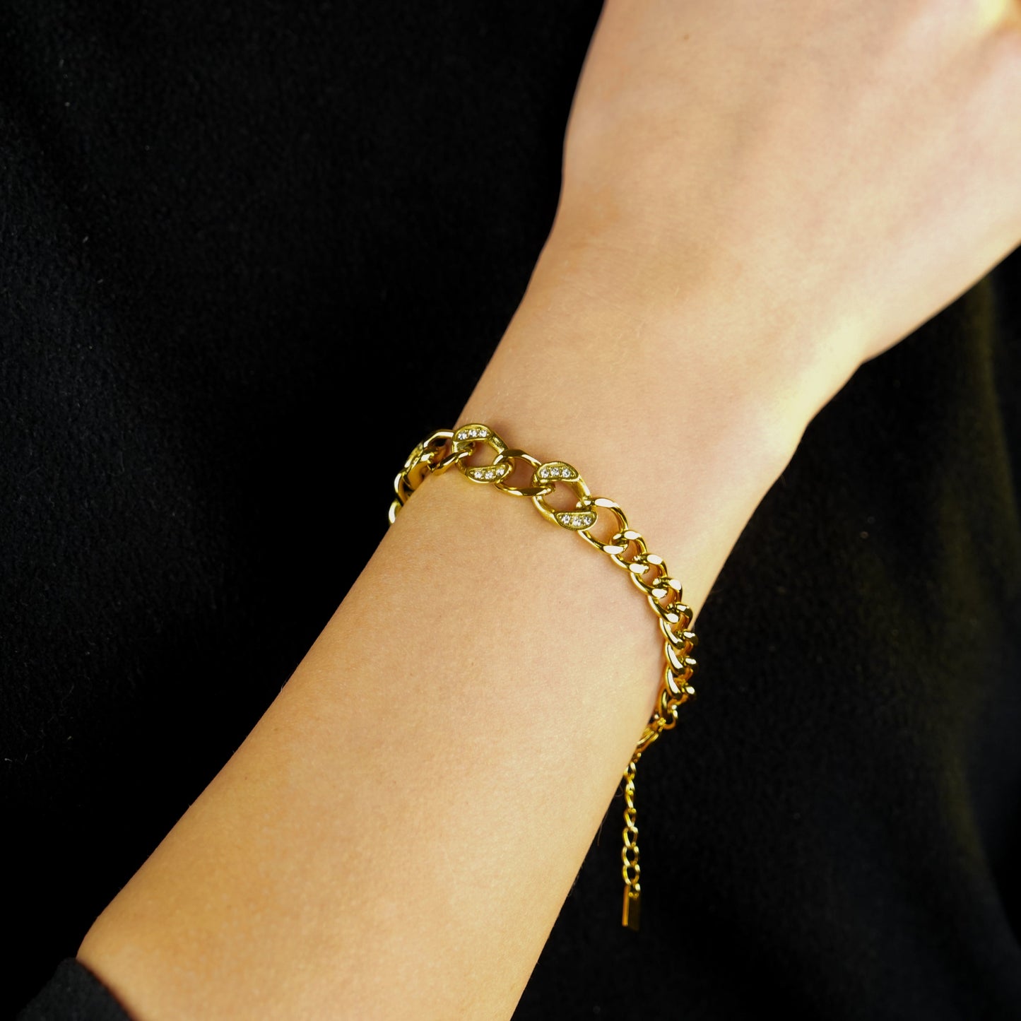 ROUBAIX Gold: Cuban Link-Chain Zirconia Statement Bracelet