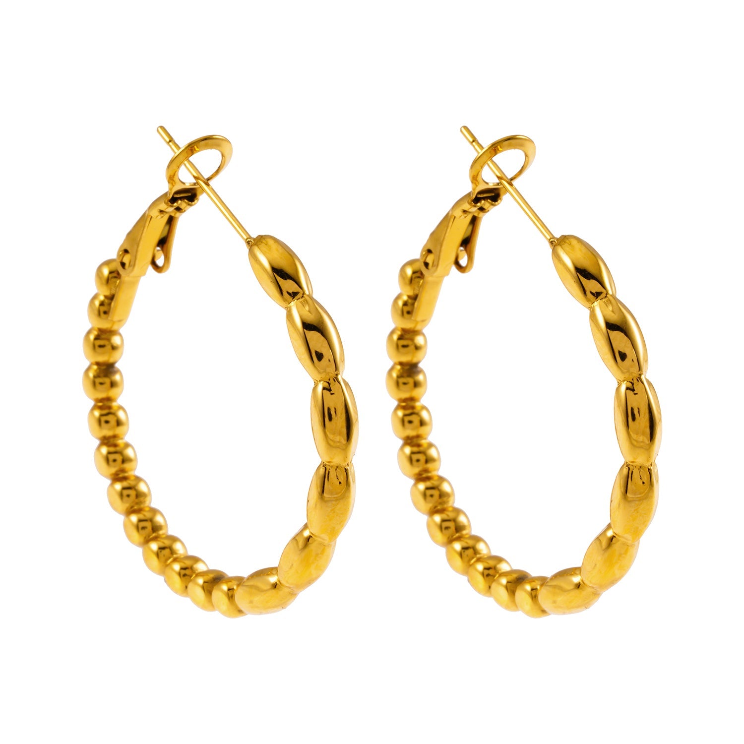 Style SAOREI 6562: Dual Beaded Hoop Earrings.