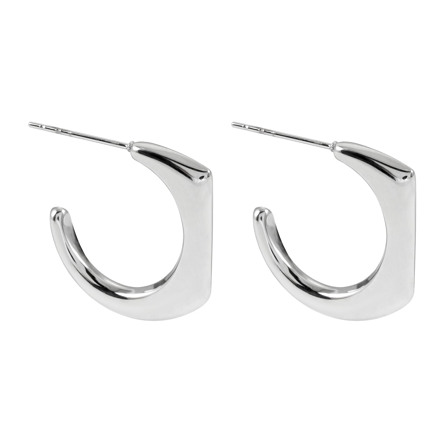 Style SOLOMA Silver Toned (White Gold): Retro Industrial-Chic Style Hoop Earrings