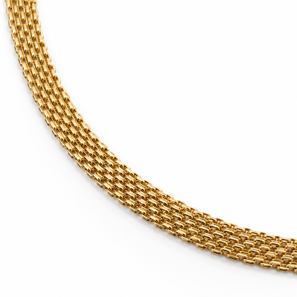 TEVANI Gold: Multi-Strand Flat Curb Chain Necklace