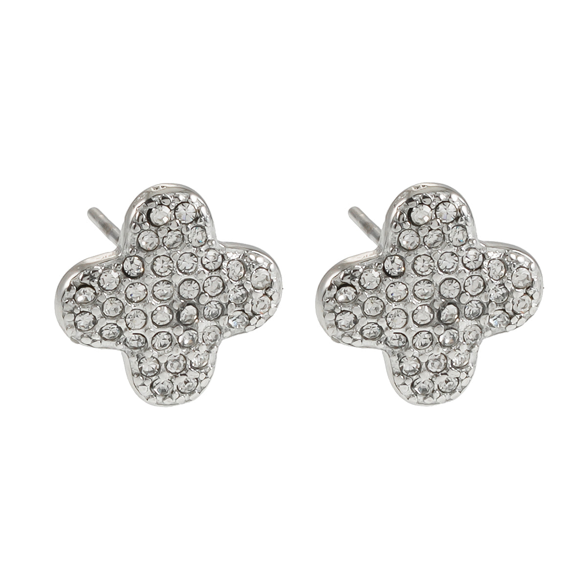 TREMBLANT White Gold (Silver Toned): Dazzling Pavé Zirconia Stud Earrings – Elegant Sparkle for Every Occasion