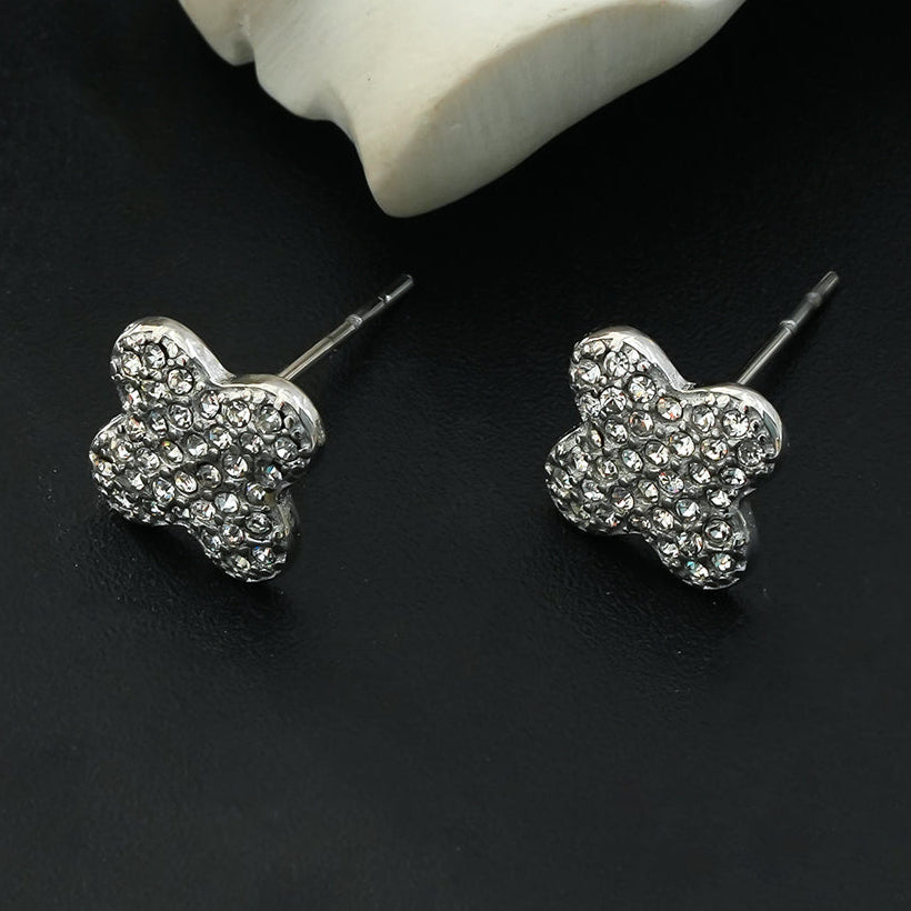 TREMBLANT White Gold (Silver Toned): Dazzling Pavé Zirconia Stud Earrings – Elegant Sparkle for Every Occasion