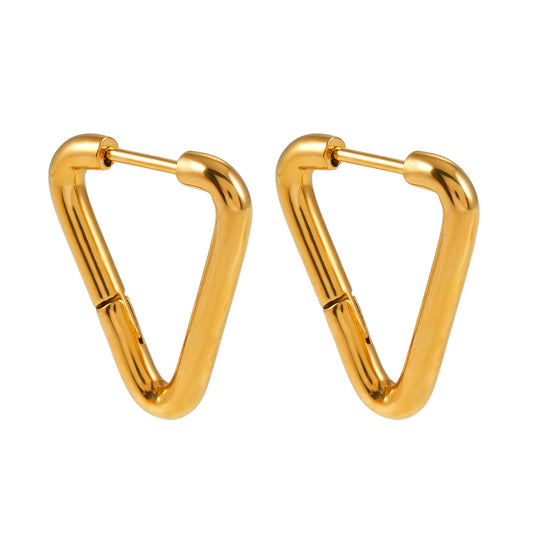 TRILO Gold: Modern Triangle Hoop Earrings - A Bold Twist on Classic Elegance