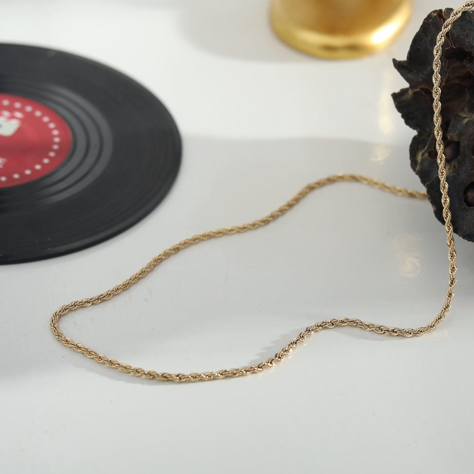 ULYANA: Rope Chain Gold Necklace - 28 Inches