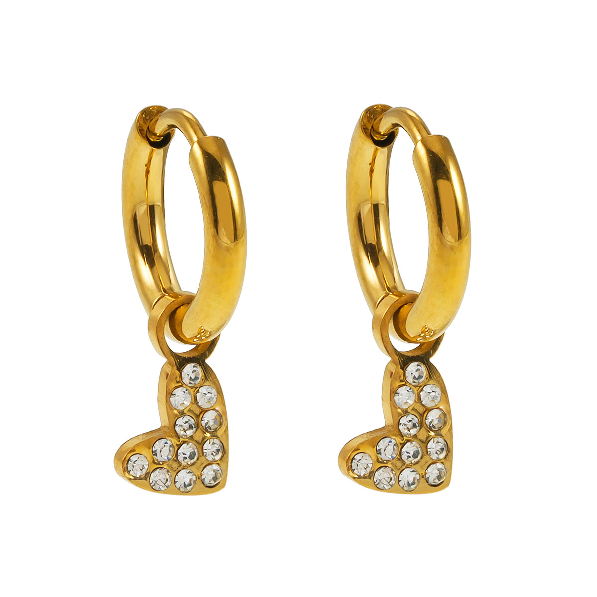 VIRTUOUS Gold: Mini Hoops with Zirconia Embedded Heart Charm